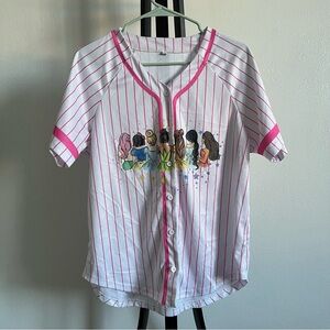 Unbranded Women's Striped Pink and White Disney Princess Jersey Size Medium